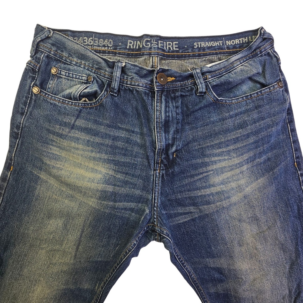 Ring of Fire Jeans Mens 32x28 Blue Wash Denim Straight Leg Straight North - Picture 12 of 16